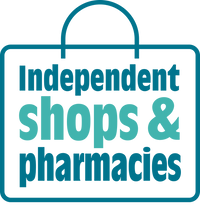 Image of shopping bag with 'independent shops & pharmacies' written inside