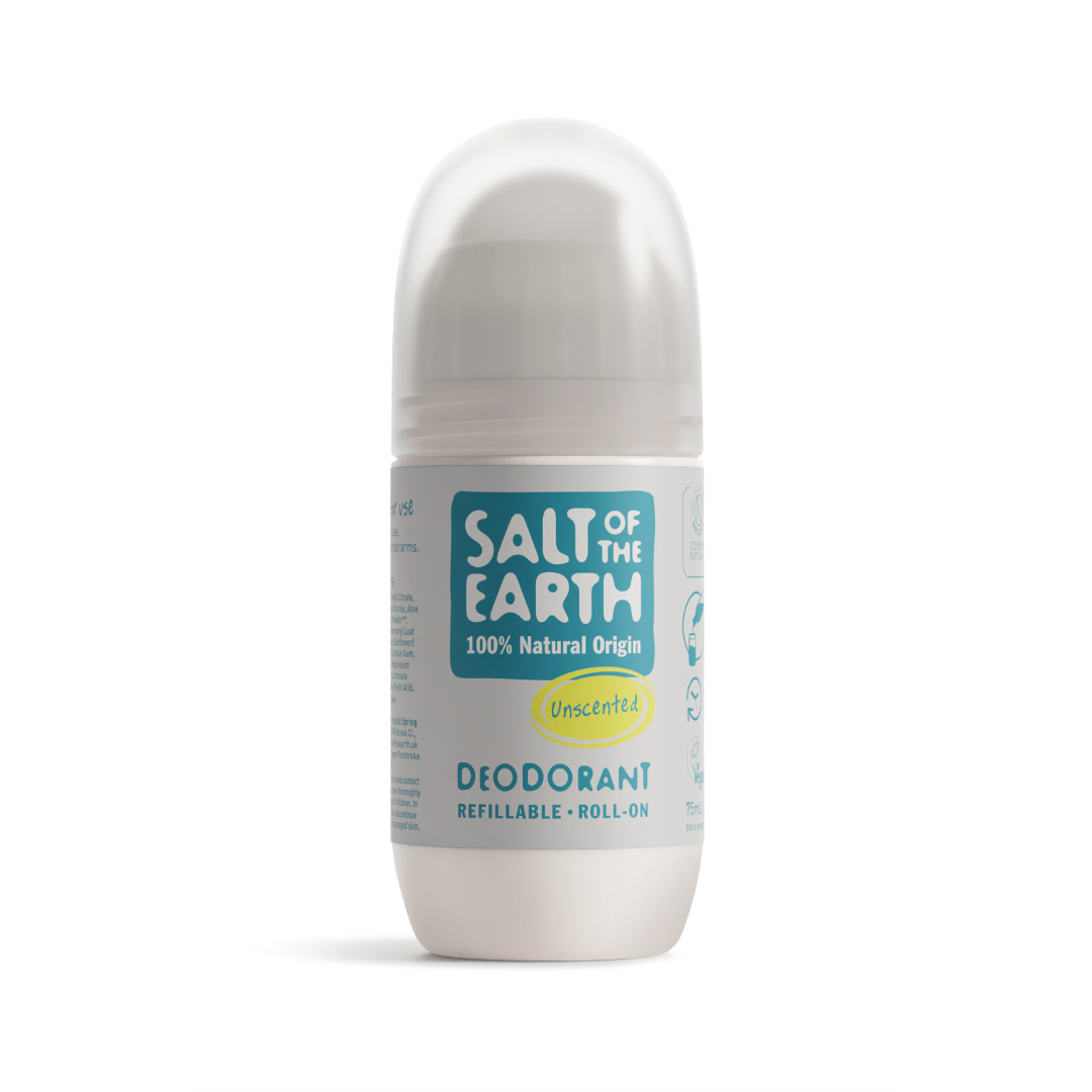 Salt of the Earth 75ml Unscented natural deodorant refillable roll-on.